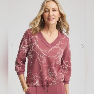 Chico's Zenergy Double-Knit Embroidered Top